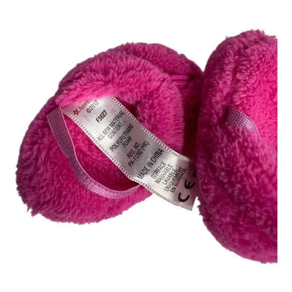 American Girl Doll Slippers Lots Of Dots Accessory Pink Cozy Fuzzy Shoes Sandals - Picture 5 of 6